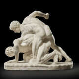 A WHITE MARBLE GROUP OF THE WRESTLERS - фото 1