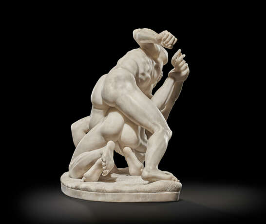 A WHITE MARBLE GROUP OF THE WRESTLERS - фото 6