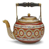 A GILT-METAL AND EBONIZED-WOOD MOUNTED SEVRES PORCELAIN PERSIMMON-GROUND TEA KETTLE AND COVER (THIERE 'BOUILLOTTE' ET SON COUVERCLE) - photo 2