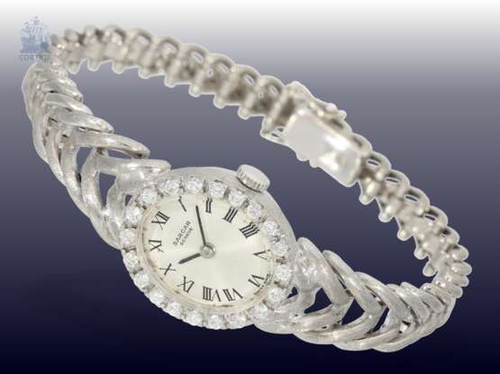 Armbanduhr: schwere vintage Damenuhr, Marke Sarcar Geneve aus 18K Weißgold, Brillantbesatz - Foto 3