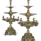 A PAIR OF VICTORIAN PARCEL-GILT SILVER THREE-TIER EPERGNES - photo 1