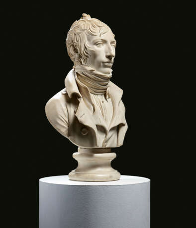 A WHITE MARBLE BUST OF A MAN - фото 2
