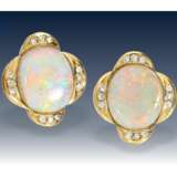 Ohrschmuck: ausgesprochen schöne und ehemals sehr teure Opal/Brillant-Ohrclips, inklusive Wertgutachten - фото 1