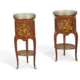 A MATCHED PAIR OF LATE LOUIS XV ORMOLU-MOUNTED TULIPWOOD, AMARANTH AND MARQUETRY OCCAISONAL TABLES - photo 1