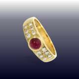 Ring: Konvolut/3er-Set vintage Farbstein/Brillant-Damenringe,18K Gold - photo 3