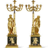 A PAIR OF RESTAURATION ORMOLU AND PATINATED BRONZE FIVE-LIGHT CANDELABRA - photo 2
