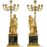 A PAIR OF RESTAURATION ORMOLU AND PATINATED BRONZE FIVE-LIGHT CANDELABRA - photo 5