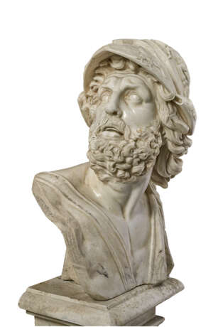 A MARBLE BUST OF AJAX, ON PEDESTAL - photo 14