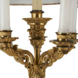 A PAIR OF LOUIS-PHILIPPE ORMOLU-MOUNTED ROUGE GRIOTTE MARBLE SIX-LIGHT CANDELABRA, MOUNTED AS LAMPS - photo 3