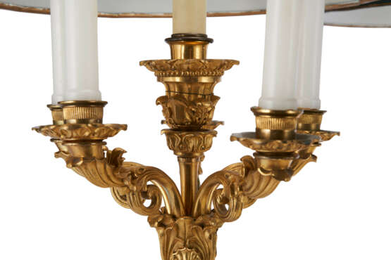 A PAIR OF LOUIS-PHILIPPE ORMOLU-MOUNTED ROUGE GRIOTTE MARBLE SIX-LIGHT CANDELABRA, MOUNTED AS LAMPS - photo 3