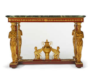 A FRENCH ORMOLU-MOUNTED MAHOGANY CENTER TABLE