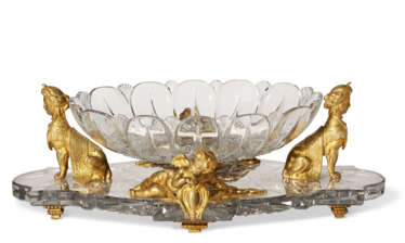 A LARGE FRENCH ORMOLU AND CUT-CRYSTAL CENTERPIECE