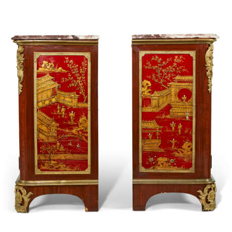 A PAIR OF FRENCH ORMOLU-MOUNTED MAHOGANY AND RED-LACQUERED SIDE CABINETS - photo 7