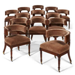 A MATCHED SET OF THIRTEEN REGENCY MAHOGANY DINING CHAIRS