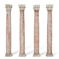 A SET OF FOUR ROUGE LANGUEDOC MARBLE CORINTHIAN COLUMNS