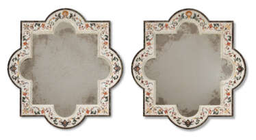 A PAIR OF ITALIAN PIETRE DURE MIRRORS