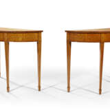 A PAIR OF GEORGE III STYLE TULIPWOOD-BANDED, SATINWOOD, AND MARQUETRY DEMI-LUNE SIDE TABLES - photo 7