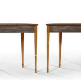 A PAIR OF GEORGE III STYLE TULIPWOOD-BANDED, SATINWOOD, AND MARQUETRY DEMI-LUNE SIDE TABLES - фото 16