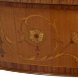 A PAIR OF GEORGE III STYLE TULIPWOOD-BANDED, SATINWOOD, AND MARQUETRY DEMI-LUNE SIDE TABLES - фото 22