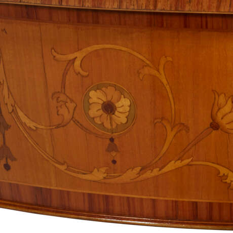 A PAIR OF GEORGE III STYLE TULIPWOOD-BANDED, SATINWOOD, AND MARQUETRY DEMI-LUNE SIDE TABLES - photo 22