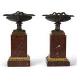 A PAIR OF FRENCH ORMOLU, PATINATED BRONZE AND ROUGE GRIOTTE MARBLE TAZZE - photo 5