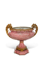 A RUSSIAN ORMOLU-MOUNTED RHODONITE TAZZA