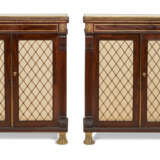 A PAIR OF LATE REGENCY BRASS-INLAID AND GILT-BRASS-MOUNTED MAHOGANY SIDE CABINETS - фото 1