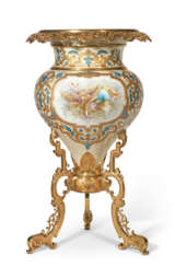 A LARGE FRENCH ORMOLU-MOUNTED SEVRES-STYLE PORCELAIN JARDINIERE