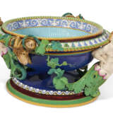 A MASSIVE MINTON MAJOLICA COBALT-BLUE AND TURQUOISE-GROUND CISTERN AND LINER - photo 1