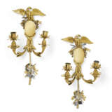A PAIR OF LOUIS XVI ORMOLU AND SILVER TWIN-BRANCH WALL-LIGHTS - фото 1