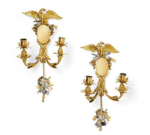 A PAIR OF LOUIS XVI ORMOLU AND SILVER TWIN-BRANCH WALL-LIGHTS - photo 1