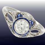 Ring: ausgesprochen schöner Art déco Saphir/Diamantring, ca. 1925 - photo 1