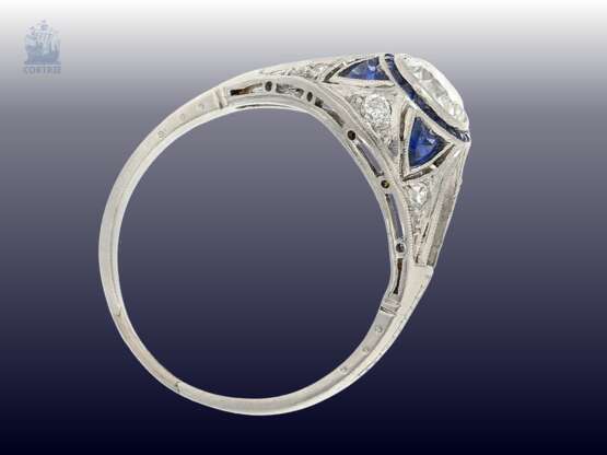 Ring: ausgesprochen schöner Art déco Saphir/Diamantring, ca. 1925 - Foto 2