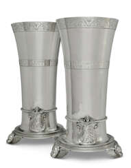 A PAIR OF CONTINENTAL SILVER 'HISTORISMUS' VASES