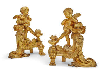 A PAIR OF FRENCH ORMOLU FIGURAL CHENETS