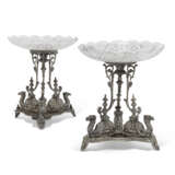 A PAIR OF ENGLISH SILVER-PLATED AND CUT-GLASS TAZZE - photo 1