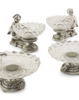 A GROUP OF FOUR FRENCH ELECTROPLATED FIGURAL TAZZE