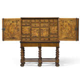 A SOUTH GERMAN WALNUT, ASH, INDIAN ROSEWOOD, FRUITWOOD AND MARQUETRY CABINET ON FLEMISH STAND - фото 1