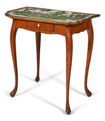 A GERMAN OAK AND BEADWORK OCCASIONAL TABLE