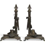 A PAIR OF NAPOLEON III PATINATED BRONZE CHENETS - фото 2