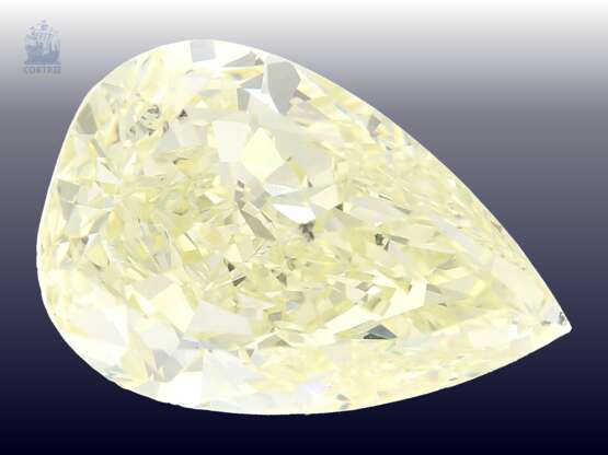 DiamanTiefe: seltener Fancy Diamant im Tropfenschliff, fancy light yellow, 4,75ct, mit Expertise - photo 2