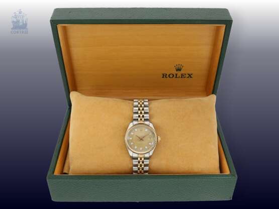 Armbanduhr: luxuriöse vintage Damenuhr von Rolex, Lady-Datejust mit Diamant-Zifferblatt, Stahl/Gold, Originalbox - фото 2