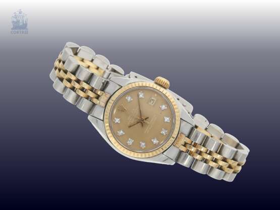 Armbanduhr: luxuriöse vintage Damenuhr von Rolex, Lady-Datejust mit Diamant-Zifferblatt, Stahl/Gold, Originalbox - Foto 3