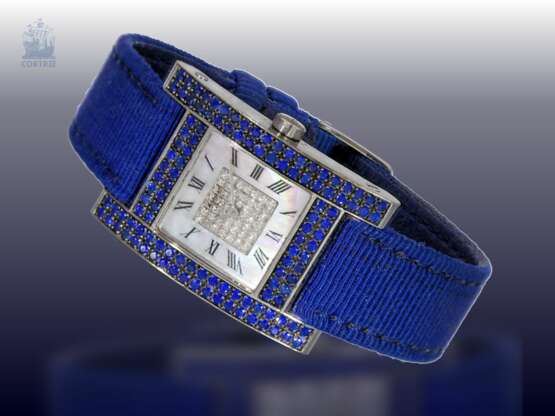 Armbanduhr: luxuriöse und sehr seltene Chopard Damenuhr Ref.13/6818-23 mit Diamant- und Saphirbesatz, Chopard "Your Hour Ladies" von 2001 mit Originalzertifikat - фото 2