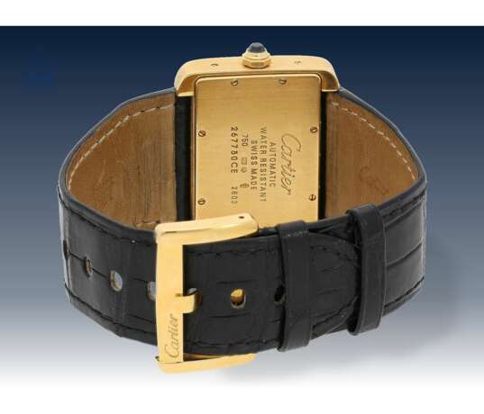 Armbanduhr: hochwertige, große automatische Herrenuhr, Cartier Tank Divan "Exra Large", Ref:2603, 18K Gold, ca.2005 - Foto 2