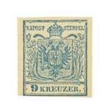 Österreich - 1850, 9 Kreuzer hellblau gefalzt, - Foto 1