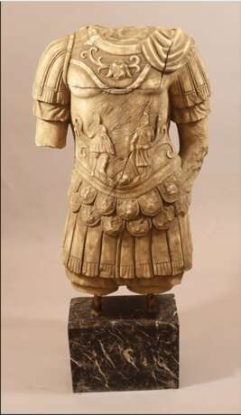 Large marble torso of a soldier or an officer with armour - фото 1