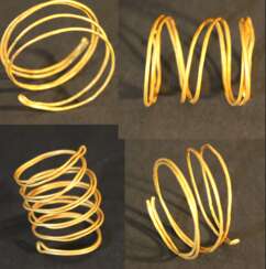 Four gold spiral bands, possibly bronze age