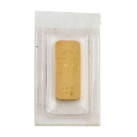 GOLDbarren - 10g GOLD fein, GOLDbarren in hist. Form, Hersteller Degussa, - Foto 1