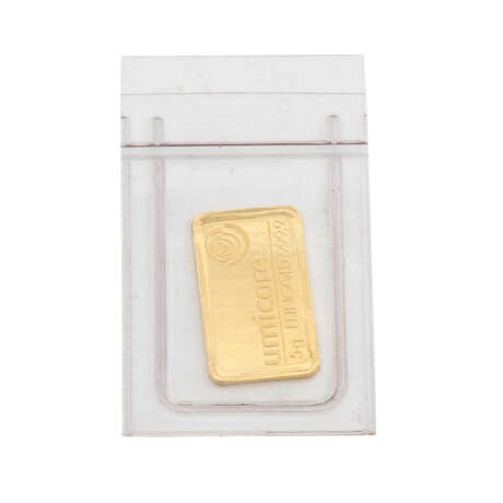 GOLDbarren - 5g GOLD fein, Goldbarren geprägt, Hersteller umicore, - фото 1